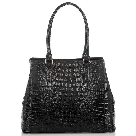 Brahmin Black Melbourne Croc Embossed Leather Tote - Picture 6 of 14